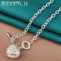 Blueench 925 Sterling Silver Heart Peach Pendant Key OT Buckle Necklace for Women Proposal Wedding Fashion Jewelry