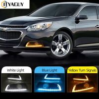 Lampu Jalan กลางวัน LED 3สีสำหรับ Chevrolet Malibu 2013 2014เวลากลางวัน Lampu Jalan W ไฟเลี้ยว