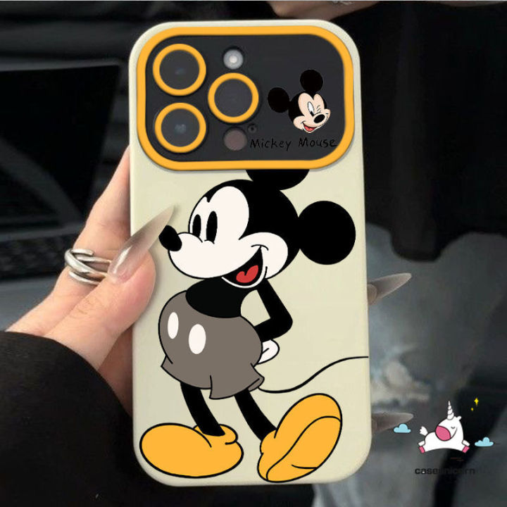 เคสการ์ตูนคู่รักเข้ากันได้กับ-iphone-13-xr-7plus-11-14-15-12-pro-max-7-8-6-15-6s-plus-se-2020-x-xs-max-เคสกรอบแว่นหน้าต่างมินนี่เมาส์แฮปปี้มิกกี้น่ารัก