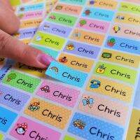 100pcs 30x13mm Cartoon Name Stickers Children Labels Water Proof Decals Multicolour Labels Tags Hebrew Names Stickers  Labels