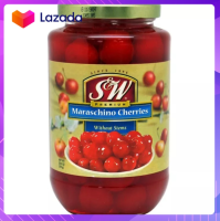 ☘️โปรส่งฟรี☘️ พร้อมส่ง ? เอสแอนด์ดับบลิว เชอร์รี่ในน้ำเชื่อม แบบมีก้าน S&amp;W Maraschino Cherry 751g. เต็มลูกพร้อมก้าน เนื้อแน่นสีแดงสวยสด รสหอมหวาน มีเก็บปลายทาง