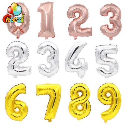 50pc/lot 16inch Number Foil Balloons Rose Gold Silver Digital Birthday Party Wedding Decoration Baby Shower Supplies Wholesale Balloons