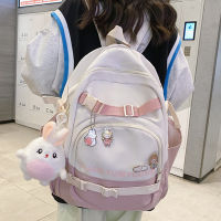 New Color Match Buckle Backpack Cute Teenage Girl Style Schoolbag Women College Student Bag Multifunctional Versatile Backpacks