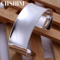 925 Sterling silver high quality fashion Silver Women solid lady bangle jewelry charm big cuff men bracelet jewelry