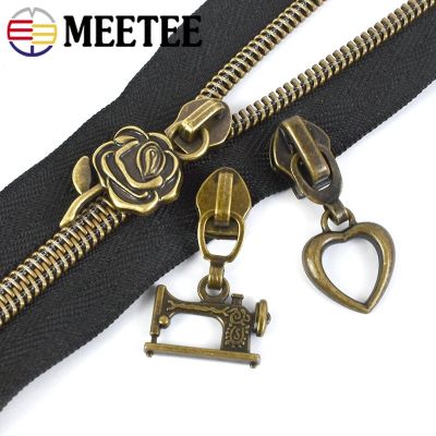 5/10Meters Meetee 5# Bronze Nylon Zipper Tape Decor Zippers Puller Sliders Bag Clothes Zip Repair Kit Sewing Closures Accessory Door Hardware Locks Fa