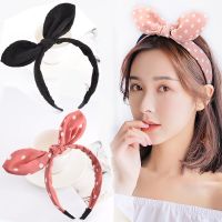 【YF】 Rabbit Ears Striped Print Hair Hoop Bands Girls Bow Wide Headband Ornaments Hairbands For Women Accessories Headdredss