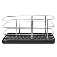 Kitchen Sink Caddy Organizer Stainless Steel Sponge Soap Brush Holder with Drain Pan Kitchen Drying Rack Organizer