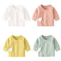 、‘】【= 2022 Newborn Baby Clothes Cotton Baby Boy Girl Summer T Shirts Solid Toddler Long Sleeve Tops Full Moon Clothing For Babies 0-3M