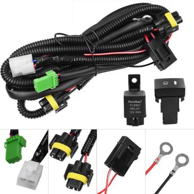 NEW H11 Car Fog Light Wiring Harness Sockets Wire LED indicators Switch 12V 40A Relay Auto ONOFF Switch Kits Fit LED Work Lamp