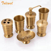 Antique Brass Bathroom Supplies Lotion Bottle Toothbrush Cup Holder Soap Dish Soap Dispenser 5pcs Set Bathroom Accessories