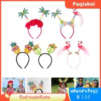 Paqiakoi แถบคาดศีรษะ 5pcs ฮาวายฟลามิงโกสับปะรด Coco Tree Cactus Headbands Luau Party Hair Accessories