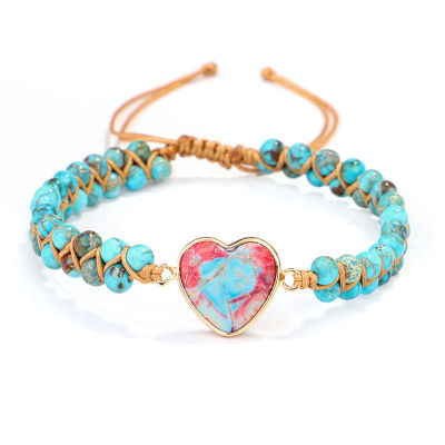 Jewelry Lover Woman Tianhe Love Rope Yoga Weaving Bracelet Heart Jasper