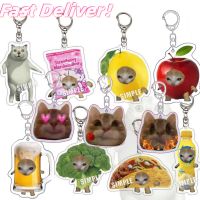 Food Cat Happy Cat Keychain Cute Apple Cat Head Link Chain Popular Bookbag Hanger Funny Bag Accessories Fashion Gifts 2023