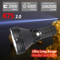 K75 ACEBEAM 2.0 2500เมตรช่วงยาวพิเศษไฟฉาย6300ลูเมน Senter LED Terang ไฟฉายที่มีประสิทธิภาพ