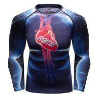 ยี่ห้อใหม่การบีบอัด Rashguard เสื้อแขนยาวผู้ชาย 3D Tiger Fitness BJJ MMA Work Out Tights Cross Quick Dry Rash Guard