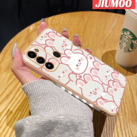 JIUMOO เคสสำหรับ Tecno Spark Go 2022กระต่ายมีความสุขการ์ตูนใหม่กรอบพื้นผิวสี่เหลี่ยมเคสนิ่มซิลิกาเจลกันกระแทกเคสมือถือรวมทุกฝาครอบป้องกันเลนส์กล้องถ่ายรูป