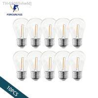 ✔♣┇ ivhefd Lâmpada de filamento S14 para luzes solares corda Lâmpadas impermeáveis branco quente tampa do PC E27 E26 5V 1W 10Pack