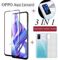 3in1 Oppo A92 ฟิล์มเลนส์กล้อง + ฟิล์มกระจกเต็มจอ+ ฟิล์มหลัง ฟิล์มกันกระแทกขอบดำ