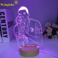 Soccer Football Star Kylian Mbappes Wooden 3D Lamp 7 Colors Bedside Bedroom LED USB Night Light Home Decoracao Kis Wood Gift Toy