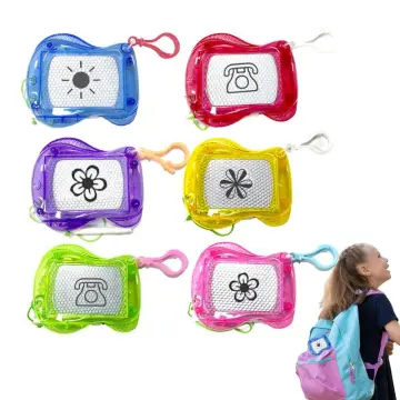 Mini Magnetic Drawing Board Kids Backpack Keychain Clip Erasable
