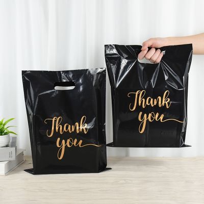 10pc Business Thank You Bag Gift Plastic Shopping Bag With Soft Loop Handle For Business Clothing Store Shopping Convenience Bag