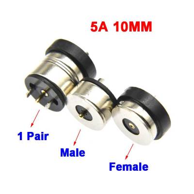 1-10Pcs 1pair 10mm Magnetic DC Smart Water Cup Charging Magnet Connector 5A High Current Strong Magnetic LED Light Power Socket  Wires Leads Adapters