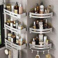 ✧ Bathroom Shelves Wall Mounted No Drill Space Aluminum Shower Corner Caddy Storage Shelf Multilayer Kitchen Organizer Rack