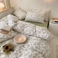 ┅♦ 【Pure Cotton】Flat And Fitted Sheet Fashion Floral Cotton 3pcs/4pcs Cadar Patchwork Single/Queen/King Size