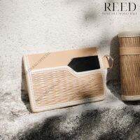 Reed Card Holder ที่ใส่การ์ด มี 2 ช่อง พร้อมที่แขวนสายสะพาย  - Reed Bag Handmade 100% ทำจากเสื่อกกและหนัง คุณภาพดี