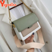 Yogodlns Contrast color Leather Crossbody Bag For Women Travel bag Fashion Simple Shoulder Bag Lady Crossbody Bag