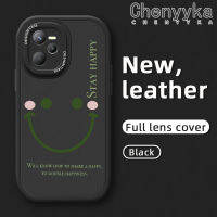 เคส Chenyyyka สำหรับ Realme C35 C31 Narzo 50A Prime เคสโทรศัพท์หนังลายใบหน้ายิ้มแบบเรียบง่ายนิ่มแฟชั่นซิลิโคนเคสกันกระแทกฝาครอบเลนส์เต็มรูปแบบเคสป้องกันกล้อง