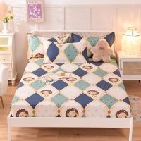 【hot】！ New Product 1pcs Cotton Printing bed set with corners and elastic band sheets(pillowcases need order)