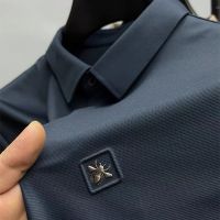 High end luxury ice silk long sleeved POLO shirt Mens lapel Autumn fashion little bee embroidery business T-shirt Mens shirt Towels