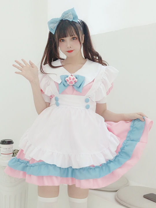 ชุดแม่บ้านสีไวน์แดง-cos-แม่บ้านน่ารัก-lolita-ชุดเดรสโลลิต้า-cosplay-เสื้อผ้า