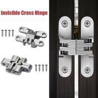 2pcs Concealed Hinge Folding Door Hinges Wooden 180 Degree Invisible Door Cross Hinge Stainless Steel Furniture Hardware Door Hardware Locks