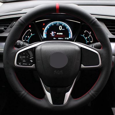 【YF】 Car Steering Wheel Cover Black Artificial Leather For Honda Civic 10 2016-2019 CRV CR-V 2017-2019 Clarity 2016-2018