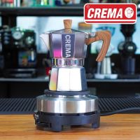 ส่งฟรี หม้อกาแฟโมก้าพอท CREMA Moka pot (3/6 คัพ) งานอลูมิเนียมหนา + แถมเทคนิคชงโมก้าพอท อุปกรณ์ชงกาแฟ