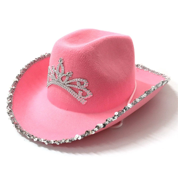 tiara-decorated-cowgirl-hat-cowgirl-hat-cosplay-props-feathered-cowgirl-hat-felt-western-cowgirl-cap-girls-pink-cowgirl-hat