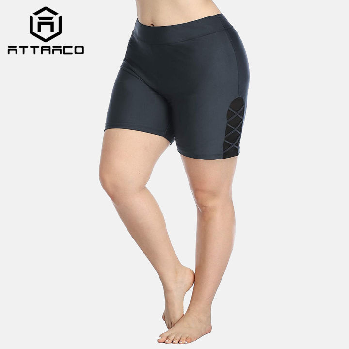 attraco-plus-size-swim-shorts-for-women-swimming-boyleg-board-shorts-swimwear-bottoms-lined