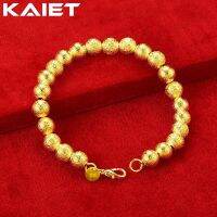 KAIET 24K สร้อยข้อมือลูกปัดเคลือบ8มม. สีสำหรับเครื่องประดับแฟชั่นสำหรับผู้หญิงเสน่ห์