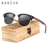 BARCUR Classic Black Walnut Wood Sunglasses Men Polarized Sun Glasses Women Handmade Wood Eyewear Oculos