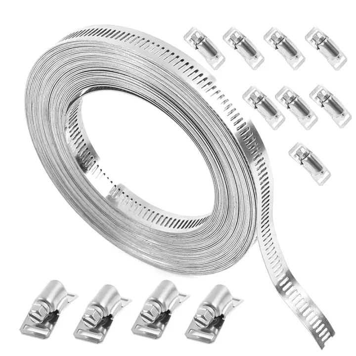Hose Clamps Stainless Steel Adjustable 10.5 M Hose Clamp Set Snail