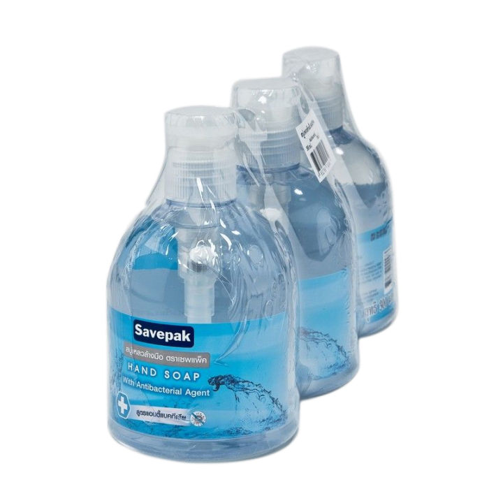 Savepak Liquid Hand Soap Anti-Bac 300 ml x 3 bottles.เซพแพค สบู่เหลวล้างมือ สูตรแอนตี้แบคทีเรีย 300 มล. x 3 ขวด.