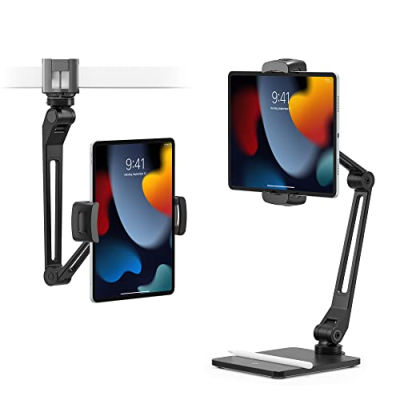 Twelve South HoverBar Duo (2nd Gen) for iPad / iPad Pro/Tablets | Adjustable Arm with New Quick-Release Weighted Base and Surface Clamp Attachments for Mounting iPad (Black)