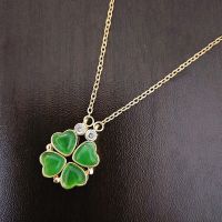 Retro Lucky 4 Leaf Clover Heart Necklace Pendant Folding Necklace Valentine 39;s Day Anniversary Jewelry Hanging Gifts