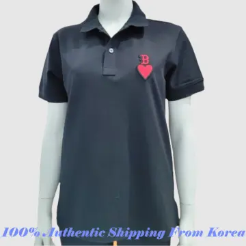 MLB Unisex Heart Small Logo Comfort Fit Collar Tee Shirt NY