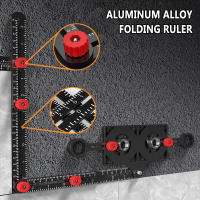 Multi-functional Aluminum Alloy Angle Finder Measuring Ruler Hole Locator Tiles Drill Guide Folding Protractor Angular Template