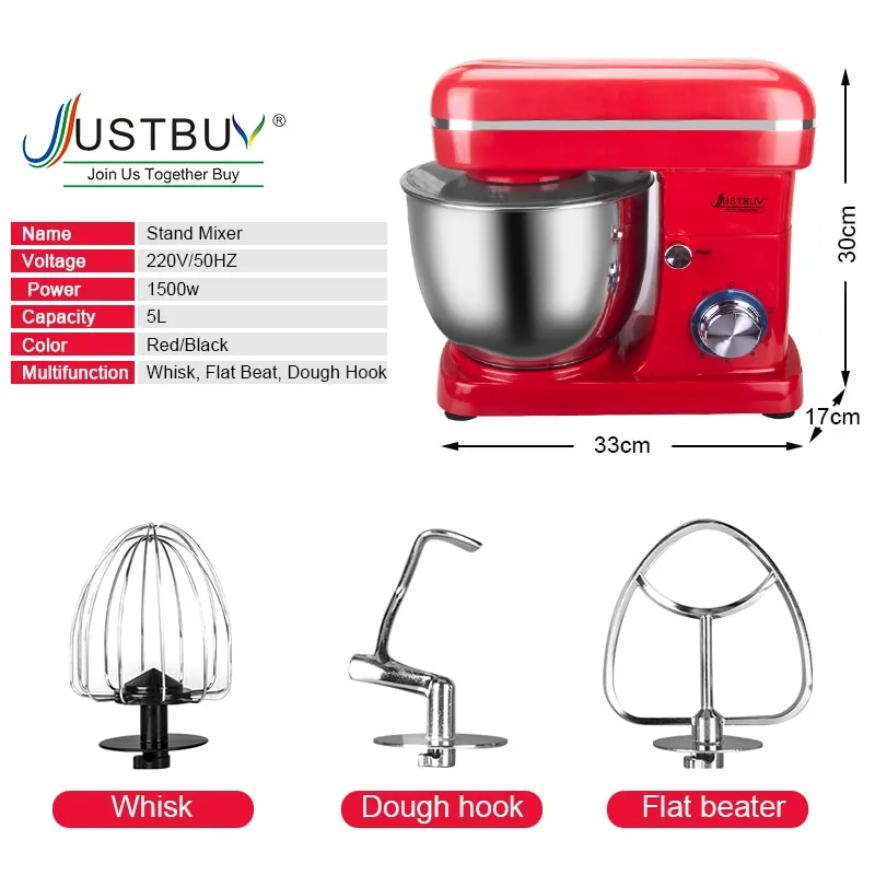 Emperial Stand Mixer Cake Mixer Beater Dough Hook & Whisk 5L Mixing Bowl  1200W 5060580170567