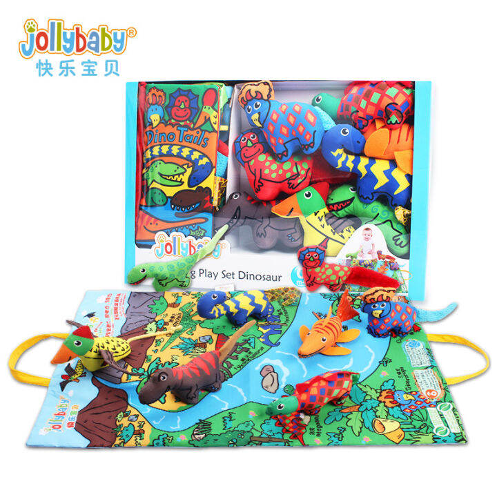 jollybaby-dinosaur-three-dimensional-cloth-book-gift-box-set-dino-tails-interactive-scene-game-cloth-book-interesting-animal-doll-game-pad-newborn-baby-grasping-training-baby-toy-0-1-year-old-bell-puz