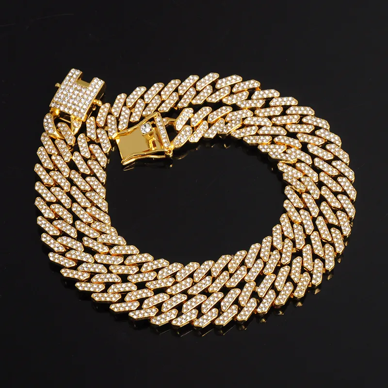 爆安プライス ブレスレット アクセサリ― ホップbling 812mmマイアミローズブレスレット10ct cziced out hip hop  bling 8inch 12mm miami curb chain rose gold bracelet 10ct cz nrsports.com.br